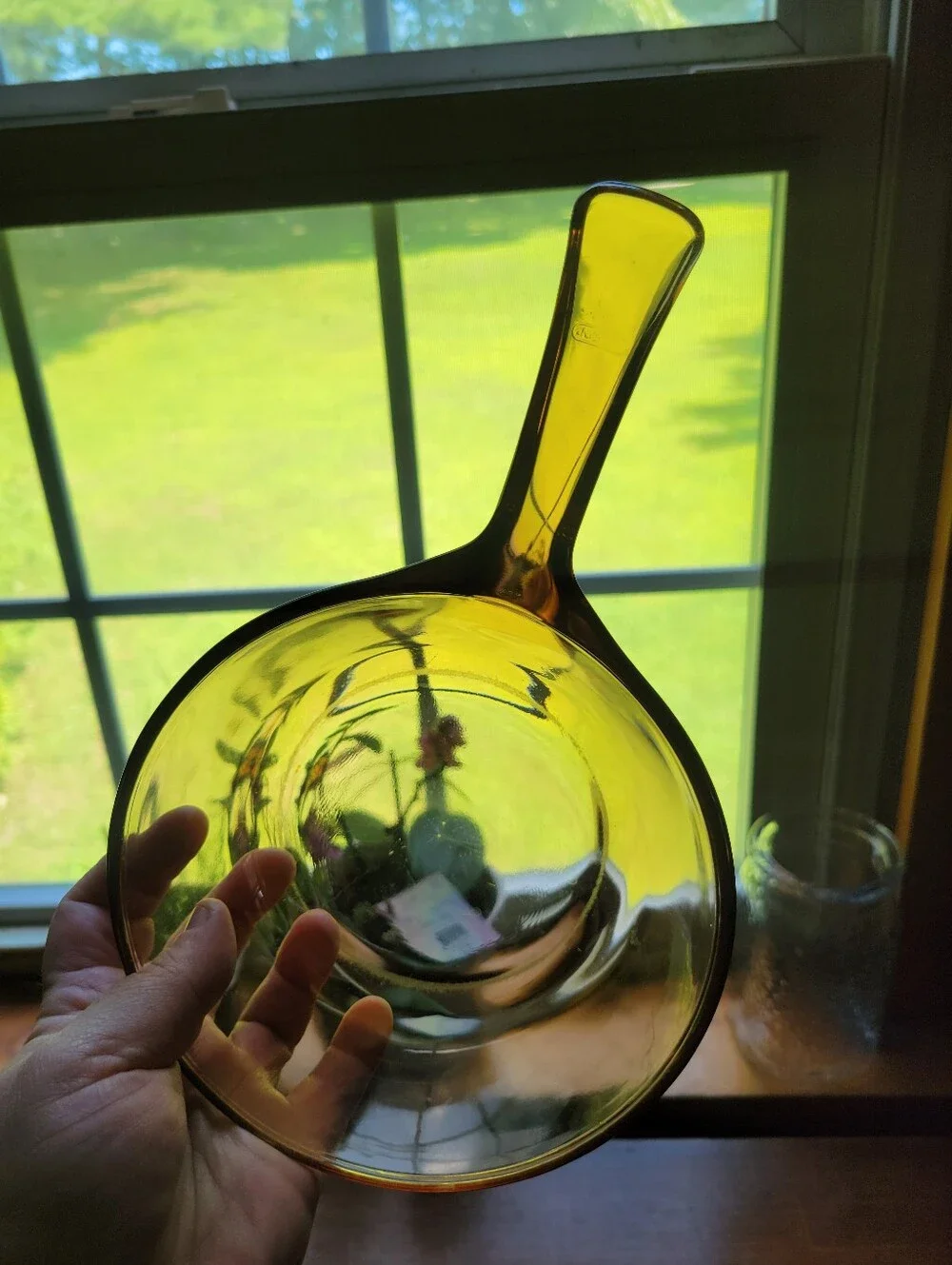 vintage Corning Visions Amber 0.5-Liter Saucepan W/lid